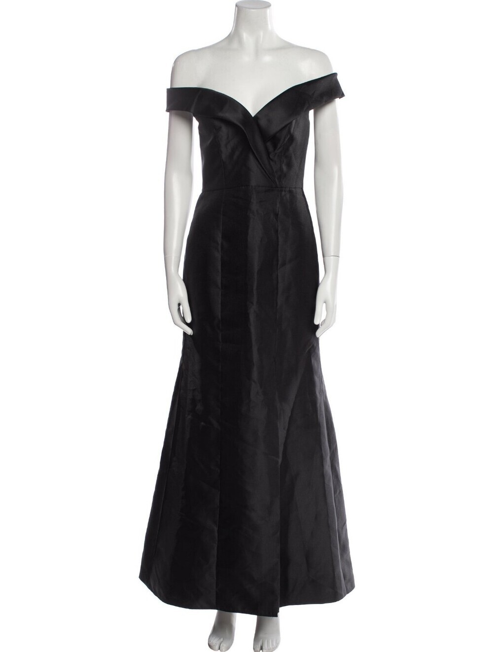 ALFRED SUNG Elegant Off-Shoulder Black Evening Gown